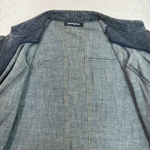 PENNINGTONS Women's 16 Jean Jacket Denim Blue Casual Zip-Up Classic Outerwear - Picture 13 of 16